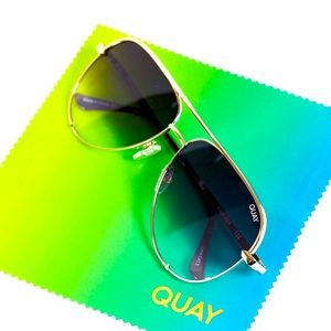 Quay High Key aviator sunglasses in gold fade